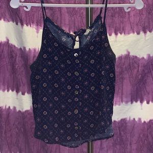 Cropped floral print tie-back top